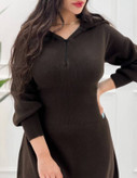 بافت زنانه سهنخ کلاهدار زیپدار مدل شنی، گرم و کمرجمع
