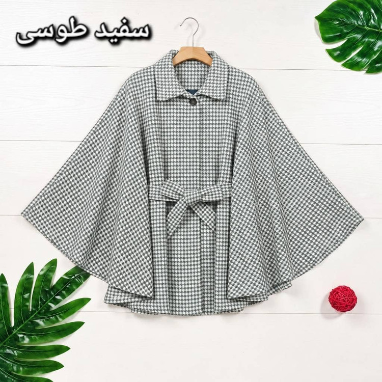 شنل زنانه آیلار بافت توییت پشمی پیچازی و کمربنددار